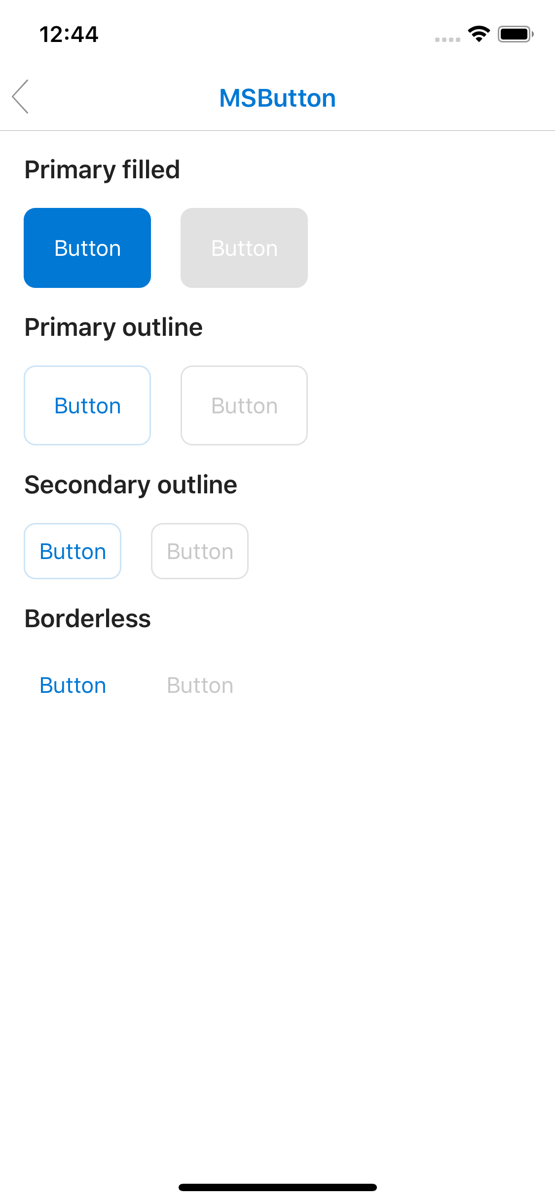 Example of a Button on iOS